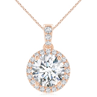 9.2mm FGVS Lab-Grown Round Diamond Dangle Pendant with Halo in Rose Gold