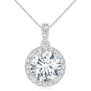 9.2mm FGVS Lab-Grown Round Diamond Dangle Pendant with Halo in S999 Silver