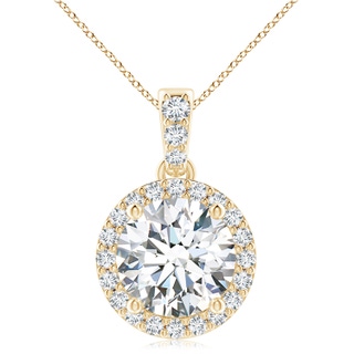 9.2mm FGVS Lab-Grown Round Diamond Dangle Pendant with Halo in Yellow Gold