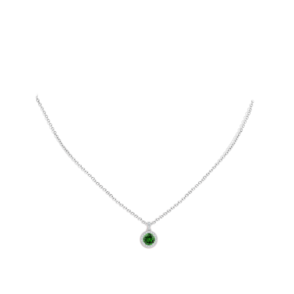 6mm Labgrown Lab-Grown Round Emerald Dangle Pendant with Lab Diamond Halo in P950 Platinum pen