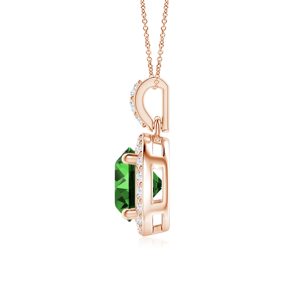 6mm Labgrown Lab-Grown Round Emerald Dangle Pendant with Diamond Halo in Rose Gold Side 199