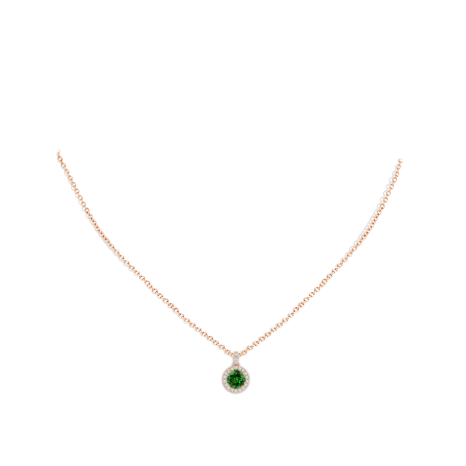 6mm Labgrown Lab-Grown Round Emerald Dangle Pendant with Lab Diamond Halo in Rose Gold pen