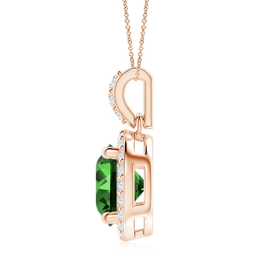 8mm Labgrown Lab-Grown Round Emerald Dangle Pendant with Lab Diamond Halo in 18K Rose Gold side 199