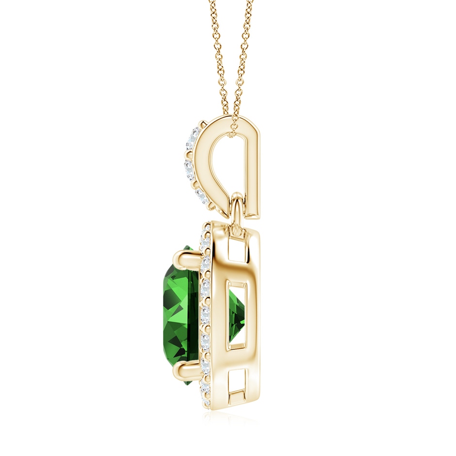 8mm Labgrown Lab-Grown Round Emerald Dangle Pendant with Lab Diamond Halo in 18K Yellow Gold side 199
