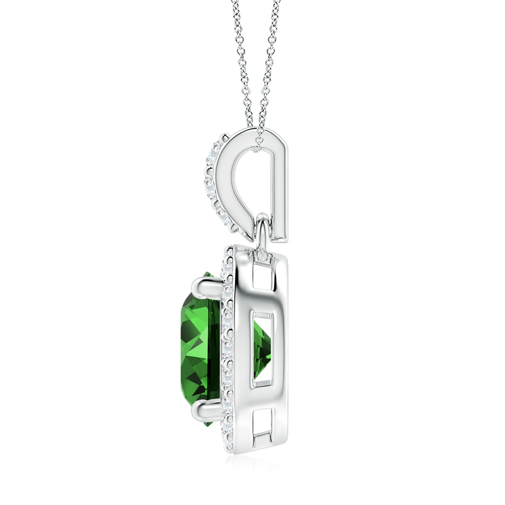 8mm Labgrown Lab-Grown Round Emerald Dangle Pendant with Diamond Halo in White Gold Side 199