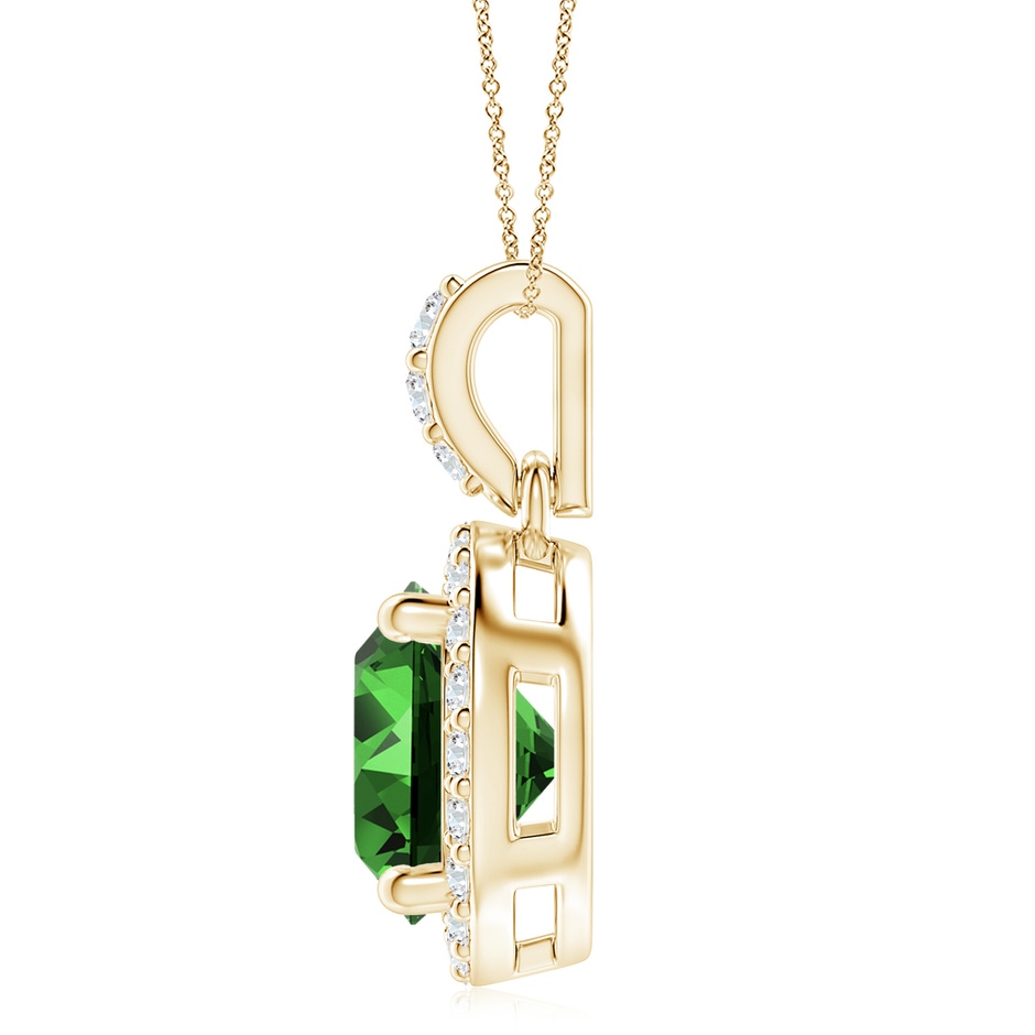 9mm Labgrown Lab-Grown Round Emerald Dangle Pendant with Lab Diamond Halo in Yellow Gold side 199