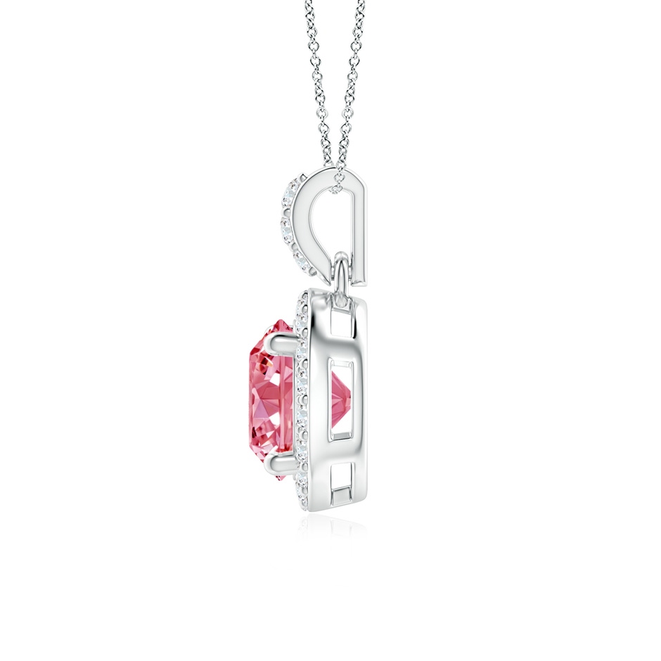 6mm Labgrown Round Lab-Grown Fancy Intense Pink Diamond Dangle Pendant with Halo in P950 Platinum side 199
