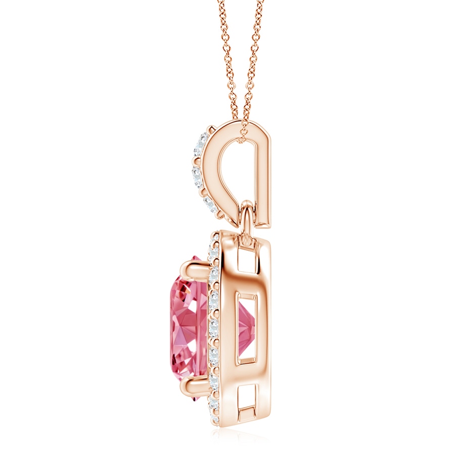 8.1mm Labgrown Round Lab-Grown Fancy Intense Pink Diamond Dangle Pendant with Halo in Rose Gold side 199