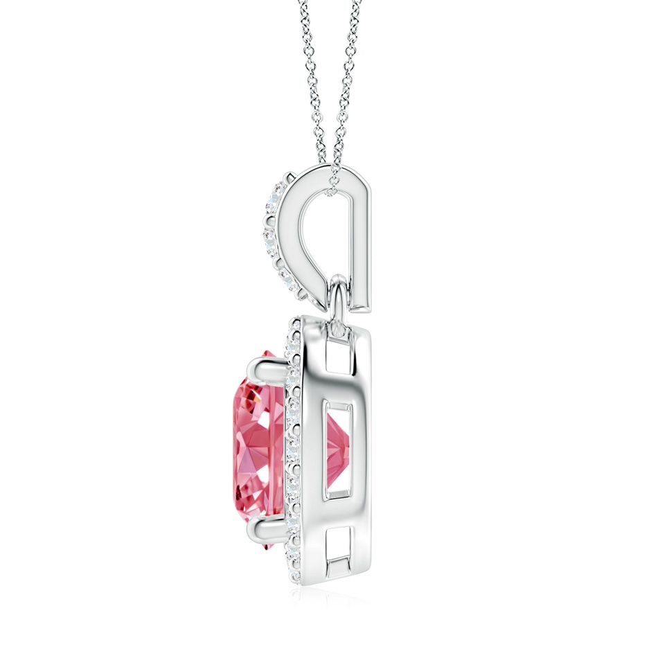 8.1mm Labgrown Round Lab-Grown Fancy Intense Pink Diamond Dangle Pendant with Halo in White Gold side 199