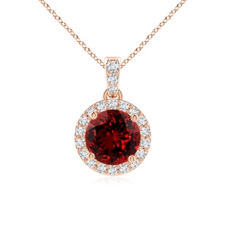 6mm Labgrown Lab-Grown Round Ruby Dangle Pendant with Diamond Halo in 10K Rose Gold