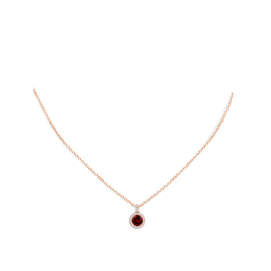 6mm Labgrown Lab-Grown Round Ruby Dangle Pendant with Diamond Halo in Rose Gold pen