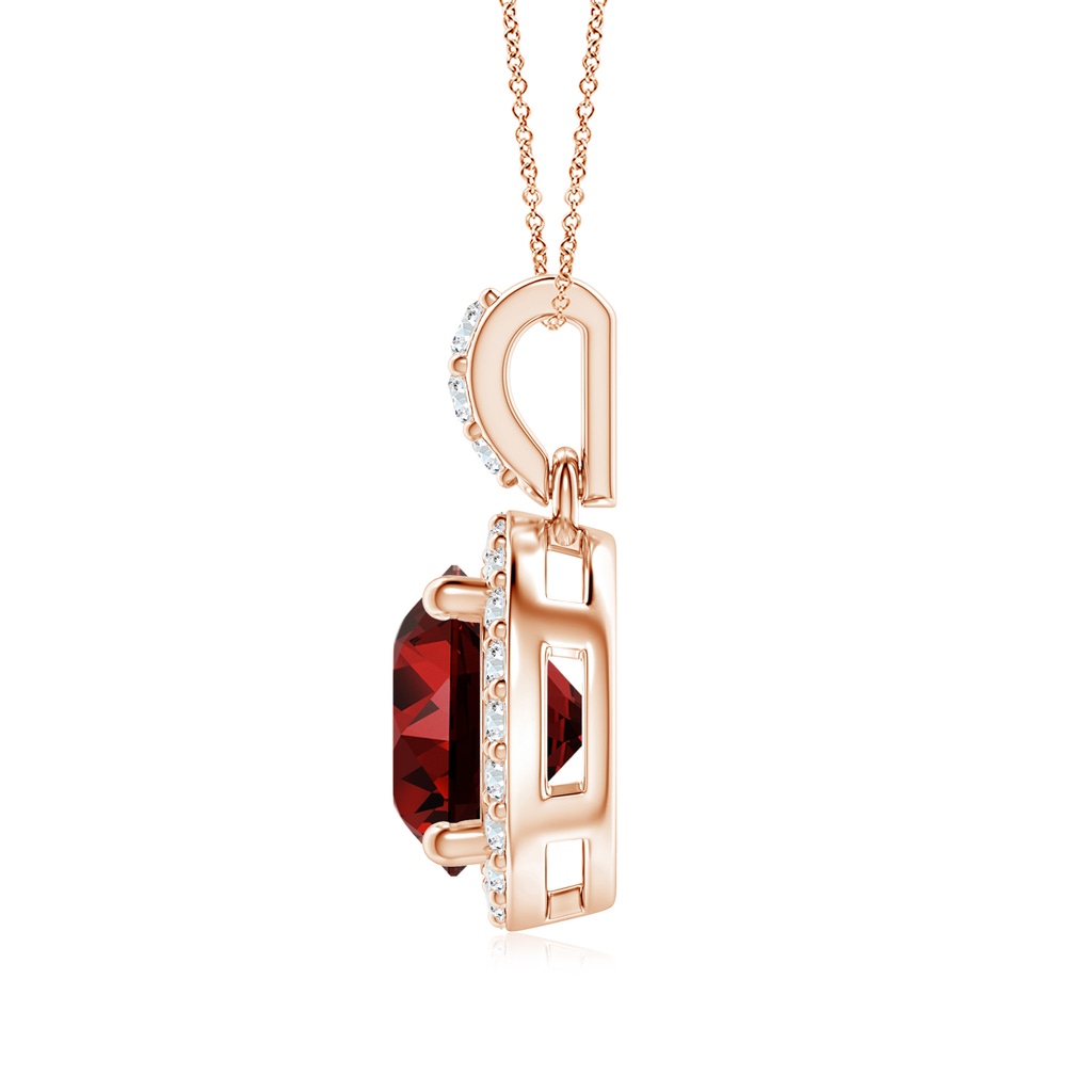 7mm Labgrown Lab-Grown Round Ruby Dangle Pendant with Diamond Halo in Rose Gold - side 199