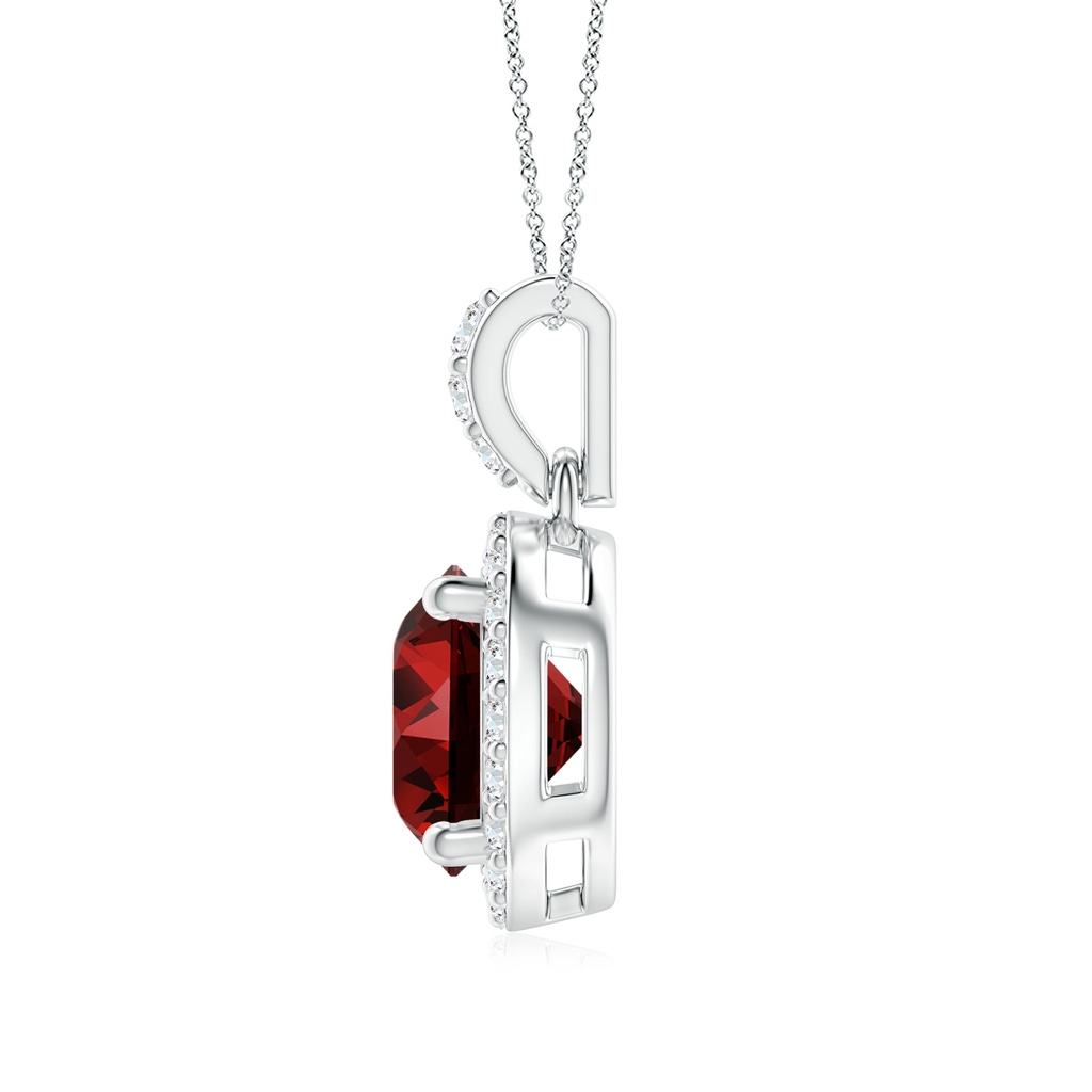 7mm Labgrown Lab-Grown Round Ruby Dangle Pendant with Diamond Halo in White Gold Side 199