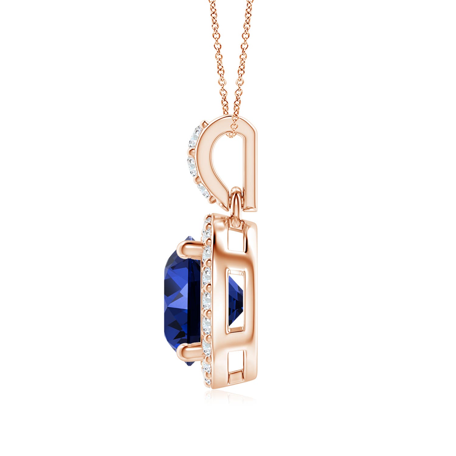 Premium - Lab-Grown Blue Sapphire / 1.81 CT / 14 KT Rose Gold