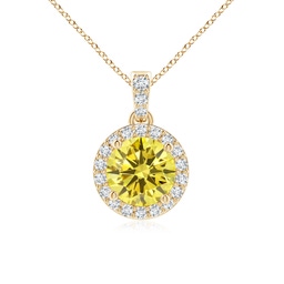 Halo Yellow Gold Lab Grown Yellow Diamond Necklaces & Pendants