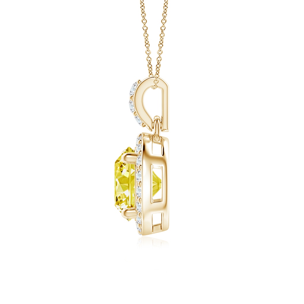6mm Labgrown Round Lab-Grown Fancy Intense Yellow Diamond Dangle Pendant with Halo in Yellow Gold - side 199