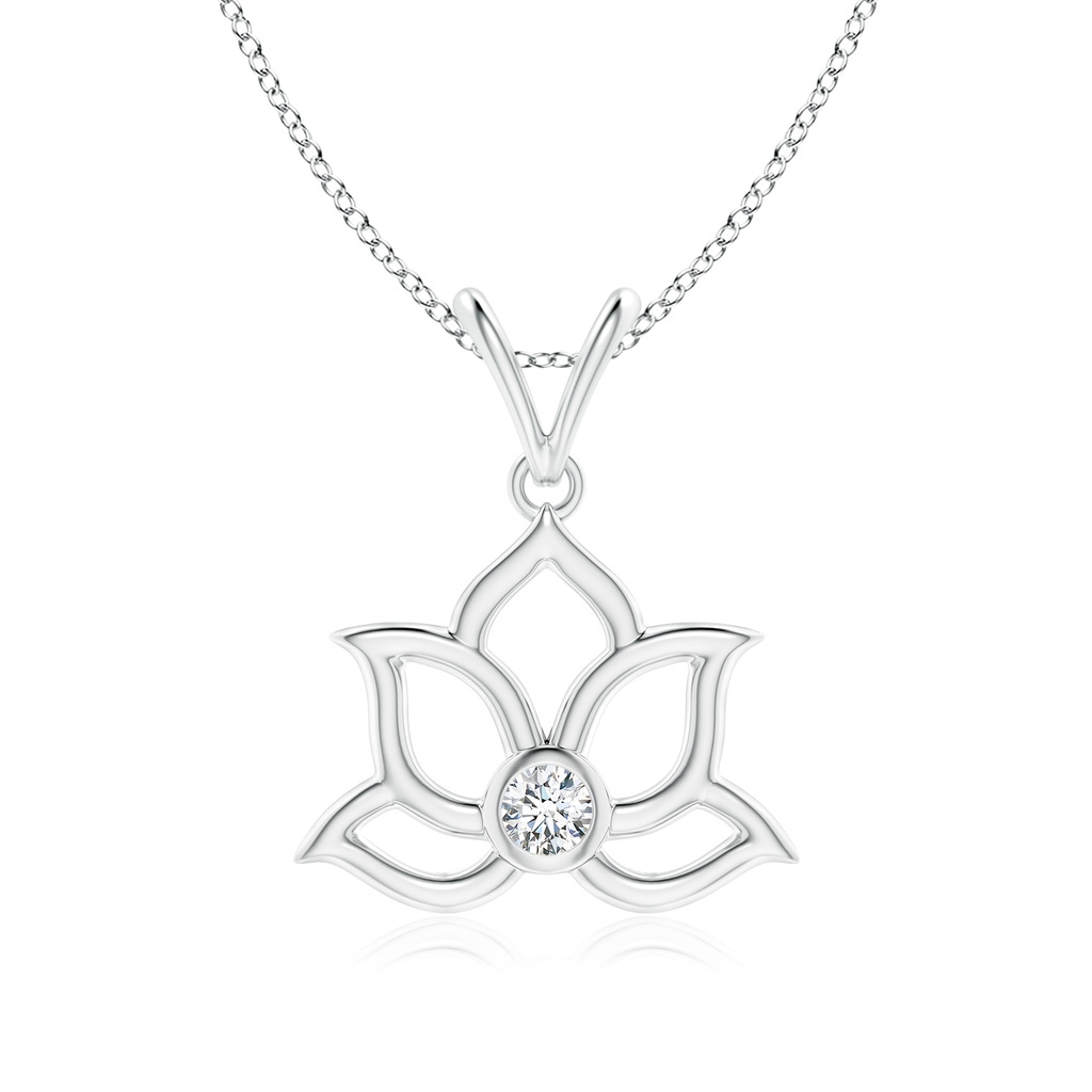 5.1mm FGVS Lab-Grown Bezel-Set Diamond Lotus Flower Pendant in White Gold