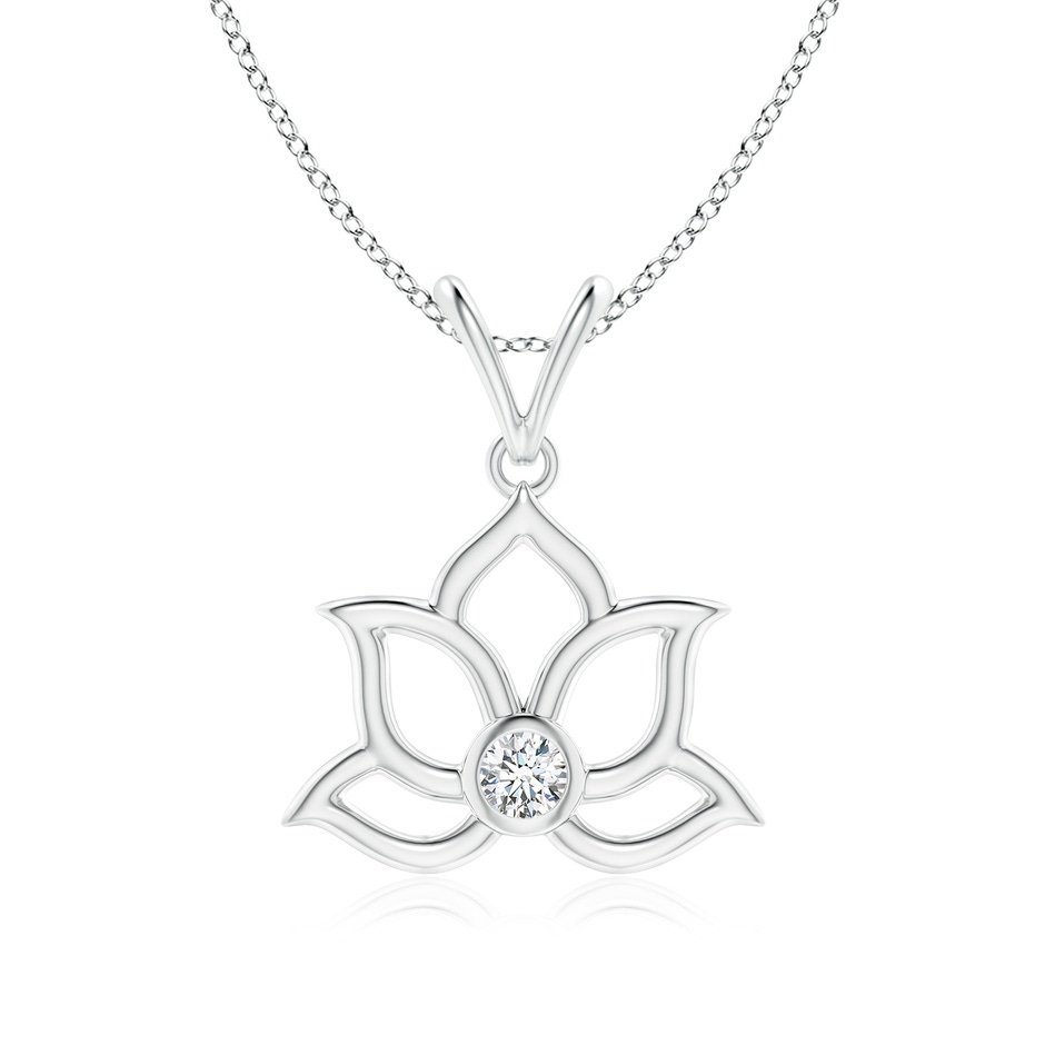 5.1mm FGVS Lab-Grown Bezel-Set Diamond Lotus Flower Pendant in White Gold 