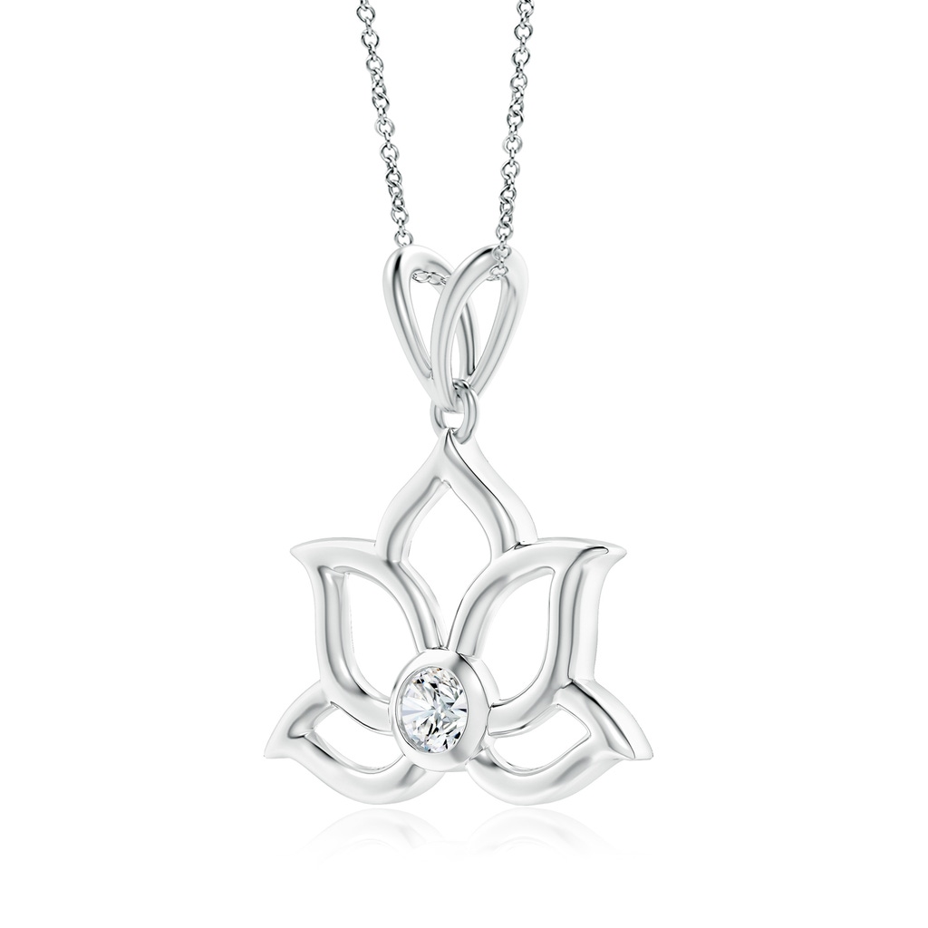 5.1mm FGVS Lab-Grown Bezel-Set Diamond Lotus Flower Pendant in White Gold - side 199