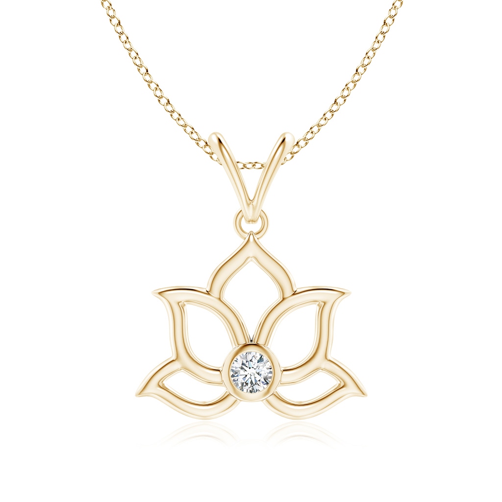 5.1mm FGVS Lab-Grown Bezel-Set Diamond Lotus Flower Pendant in Yellow Gold