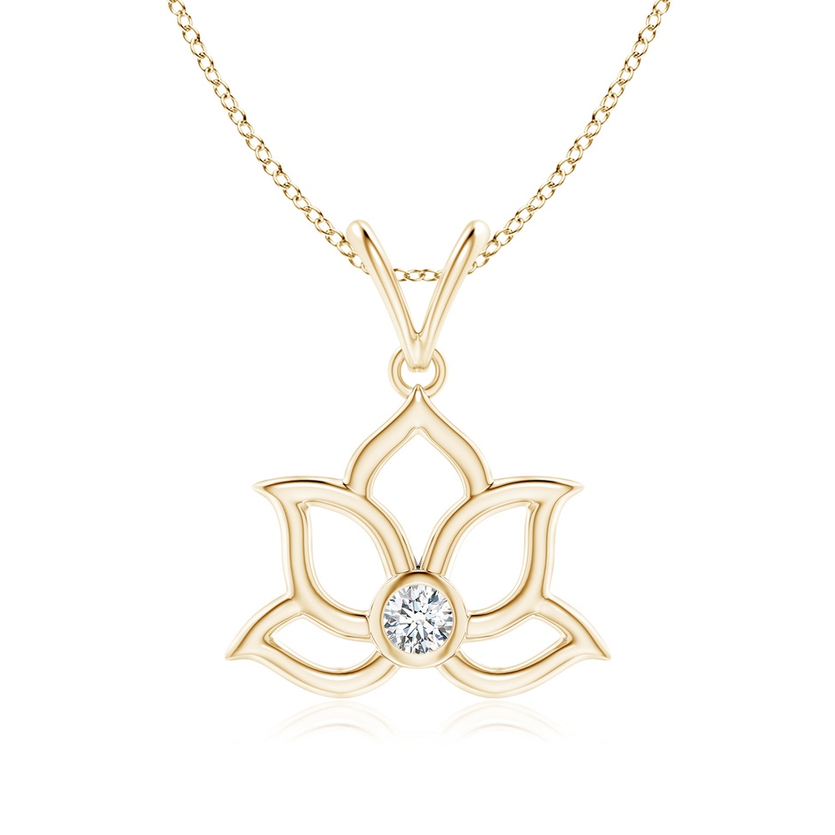 5.1mm FGVS Lab-Grown Bezel-Set Diamond Lotus Flower Pendant in Yellow Gold 