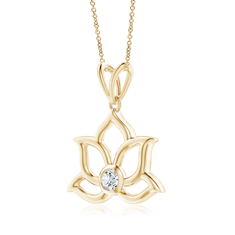 5.1mm FGVS Lab-Grown Bezel-Set Diamond Lotus Flower Pendant in Yellow Gold side 199