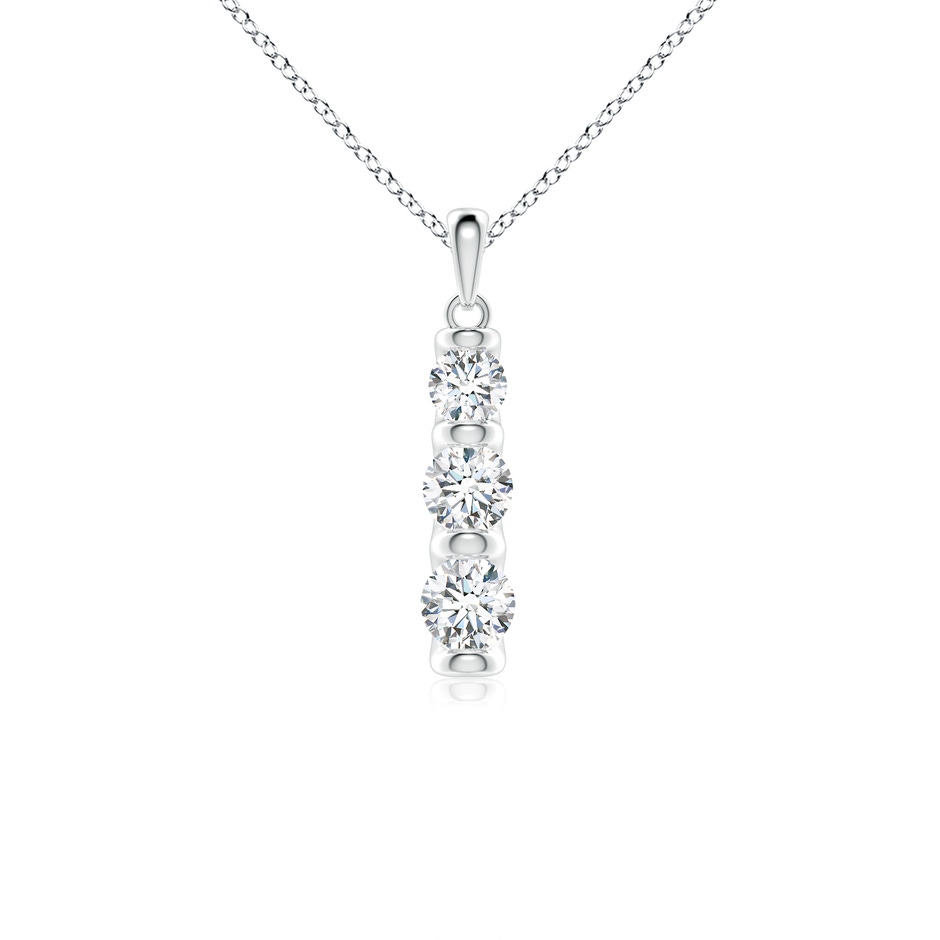 5mm FGVS Three Stone Round Lab-Grown Diamond Journey Pendant in 18K White Gold 