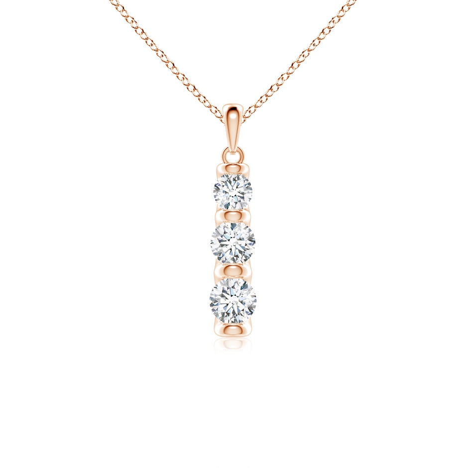 5mm FGVS Three Stone Round Lab-Grown Diamond Journey Pendant in Rose Gold 