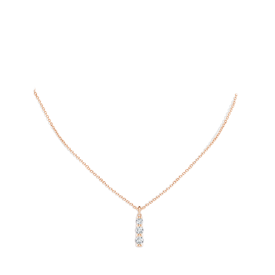5mm FGVS Three Stone Round Lab-Grown Diamond Journey Pendant in Rose Gold pen