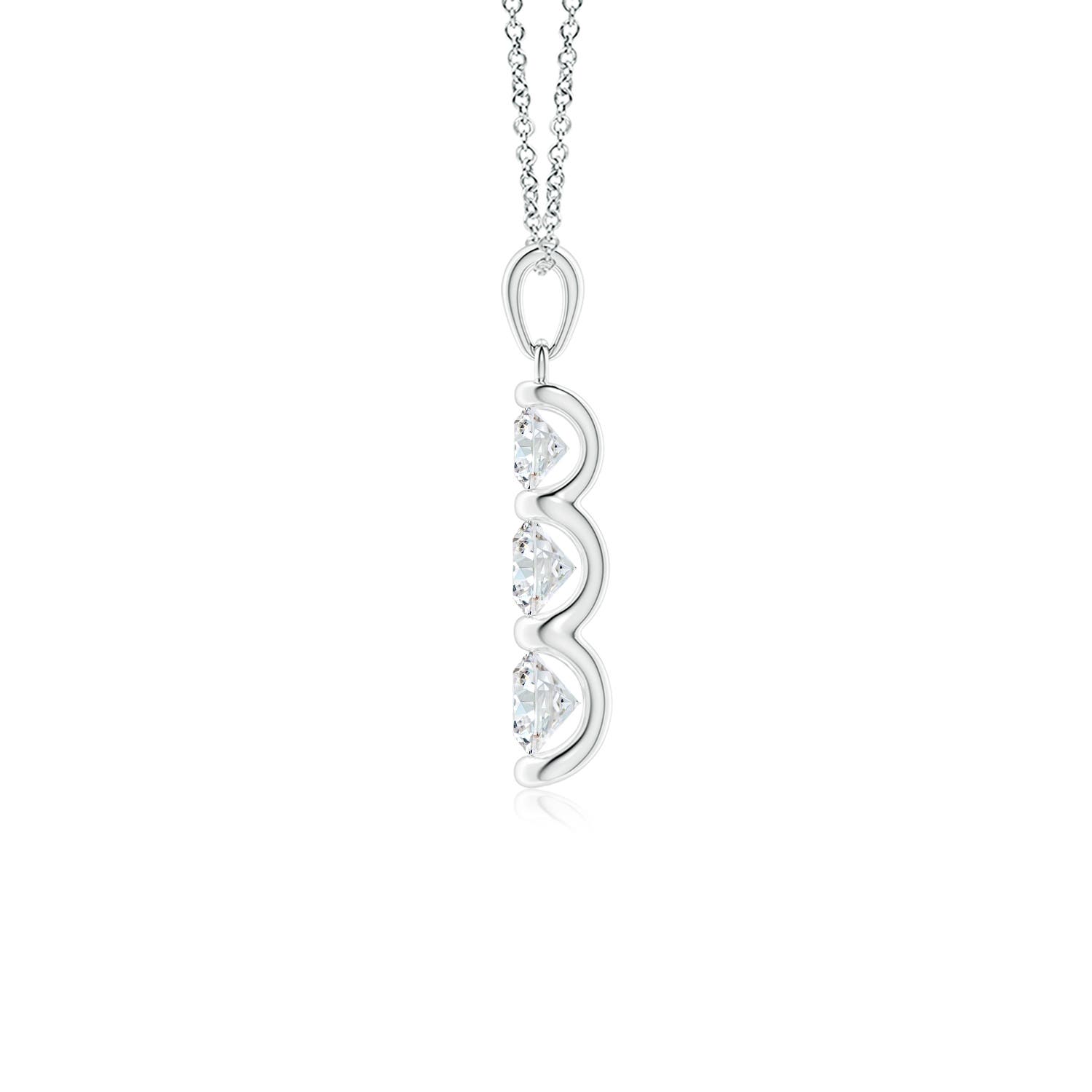 5mm FGVS Three Stone Round Lab-Grown Diamond Journey Pendant in White Gold