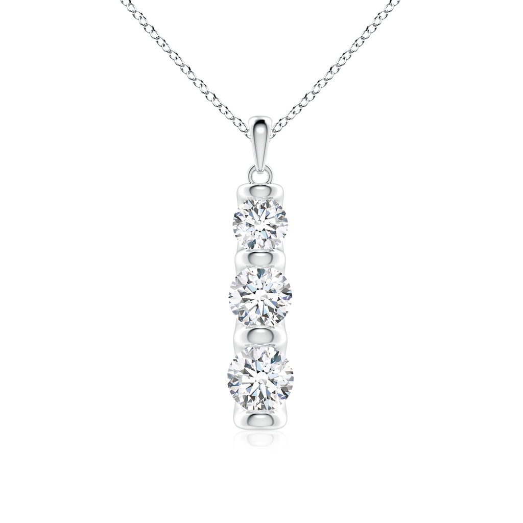 6.1mm FGVS Three Stone Round Lab-Grown Diamond Journey Pendant in White Gold