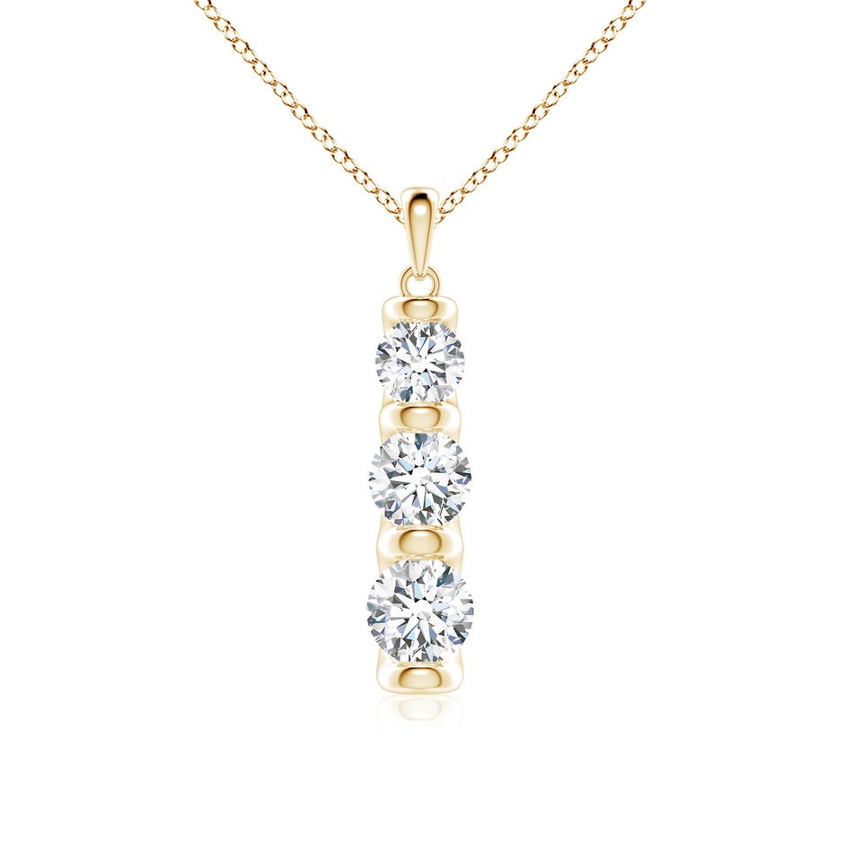 6.1mm FGVS Three Stone Round Lab-Grown Diamond Journey Pendant in Yellow Gold 