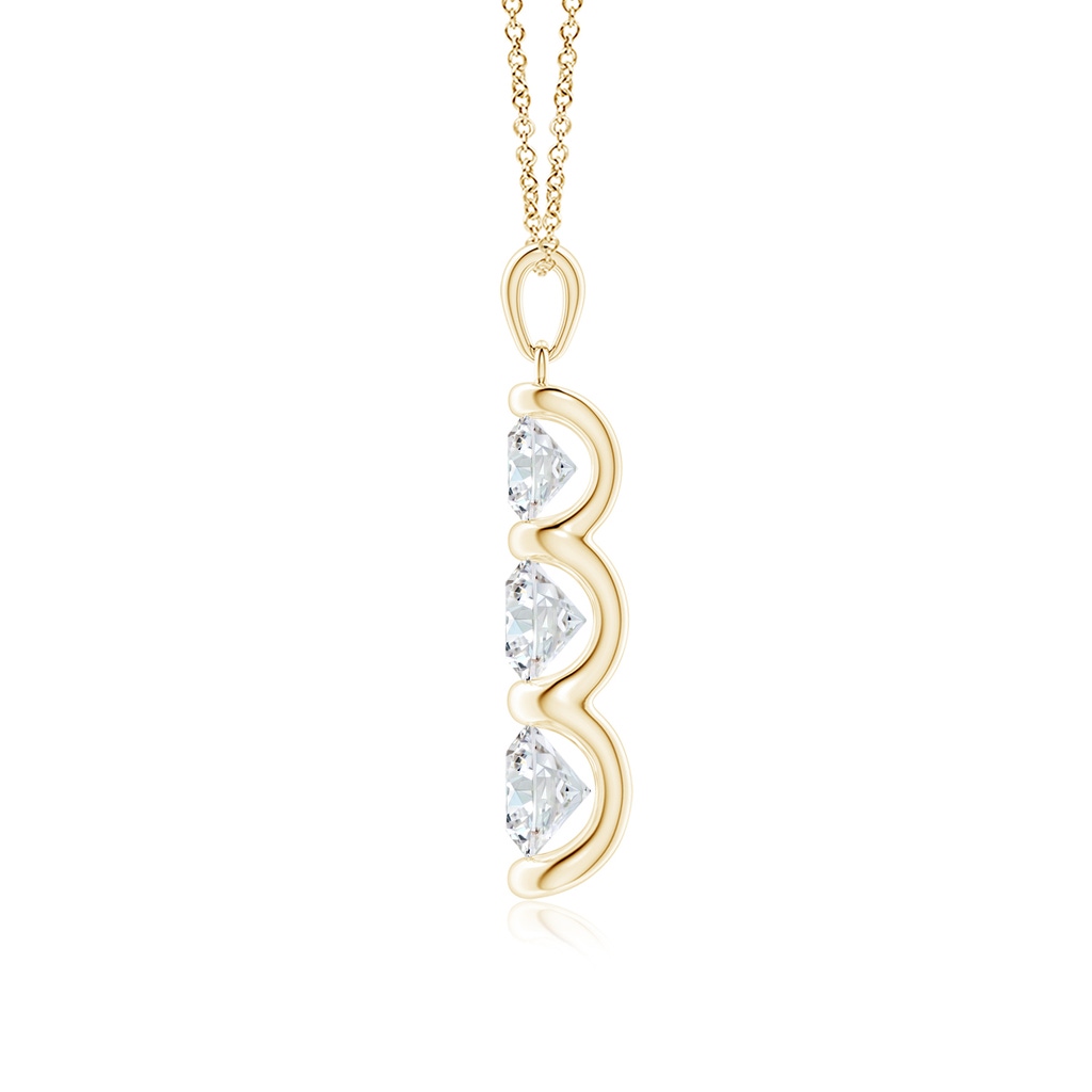 6.1mm FGVS Three Stone Round Lab-Grown Diamond Journey Pendant in Yellow Gold - side 199