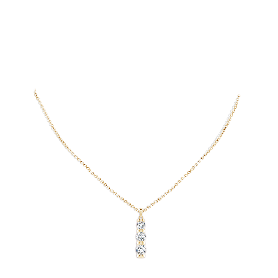 6.1mm FGVS Three Stone Round Lab-Grown Diamond Journey Pendant in Yellow Gold pen