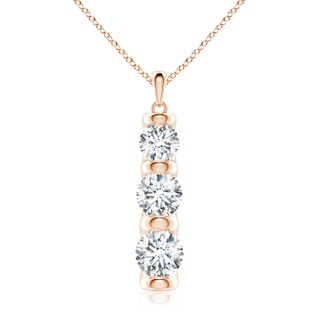 7mm FGVS Three Stone Round Lab-Grown Diamond Journey Pendant in 18K Rose Gold