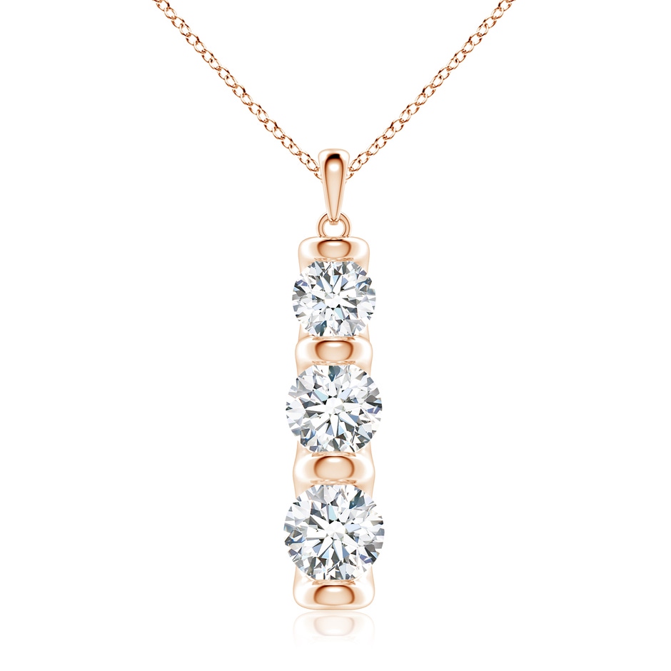 7mm FGVS Three Stone Round Lab-Grown Diamond Journey Pendant in Rose Gold 