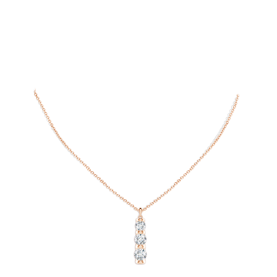 7mm FGVS Three Stone Round Lab-Grown Diamond Journey Pendant in Rose Gold pen