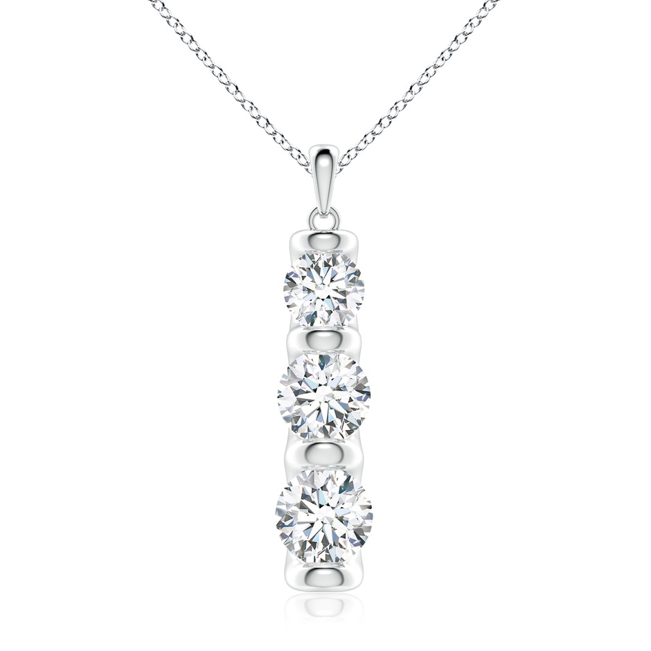 7mm FGVS Three Stone Round Lab-Grown Diamond Journey Pendant in White Gold 