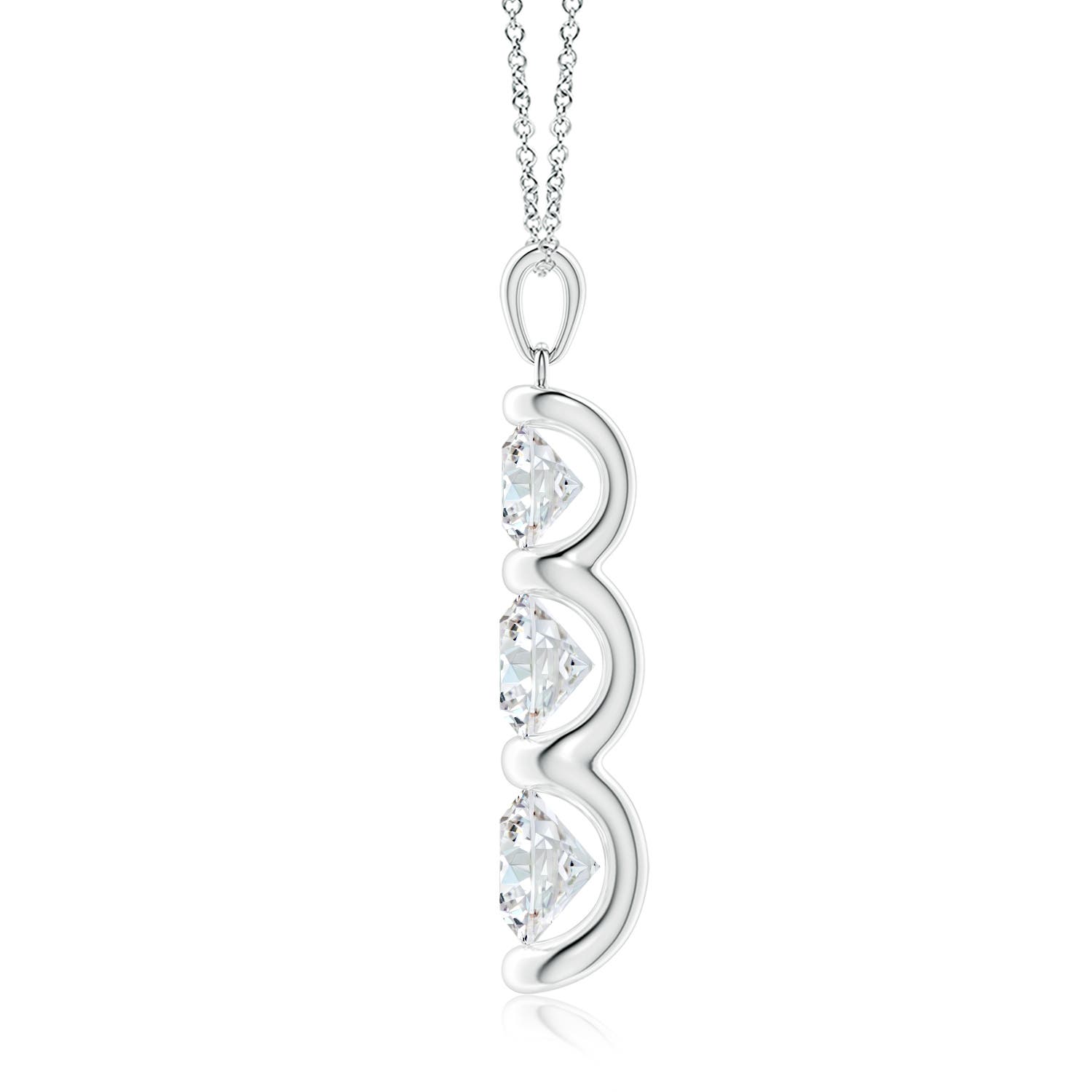 7mm FGVS Three Stone Round Lab-Grown Diamond Journey Pendant in White Gold