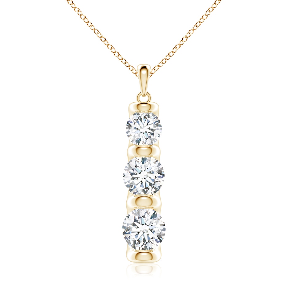 7mm FGVS Three Stone Round Lab-Grown Diamond Journey Pendant in Yellow Gold 