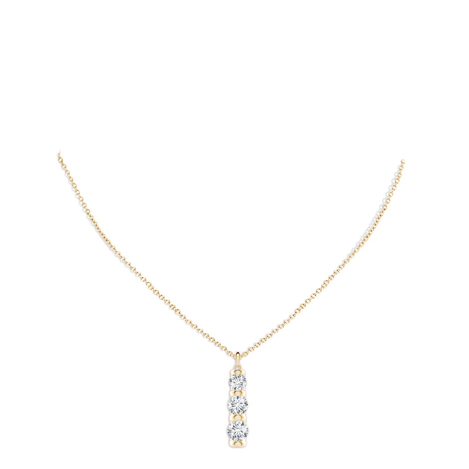 7mm FGVS Three Stone Round Lab-Grown Diamond Journey Pendant in Yellow Gold pen
