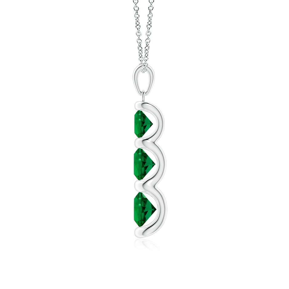 6mm Labgrown Three Stone Round Lab-Grown Emerald Journey Pendant in White Gold Side 199