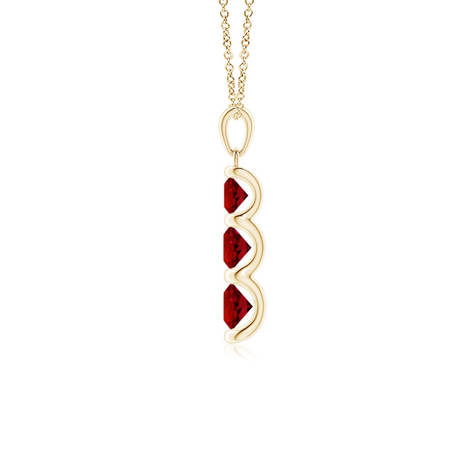 5mm Labgrown Three Stone Round Lab-Grown Ruby Journey Pendant in Yellow Gold Side 199