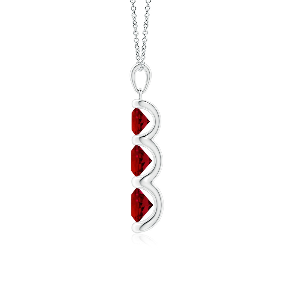 6mm Labgrown Three Stone Round Lab-Grown Ruby Journey Pendant in White Gold Side 199