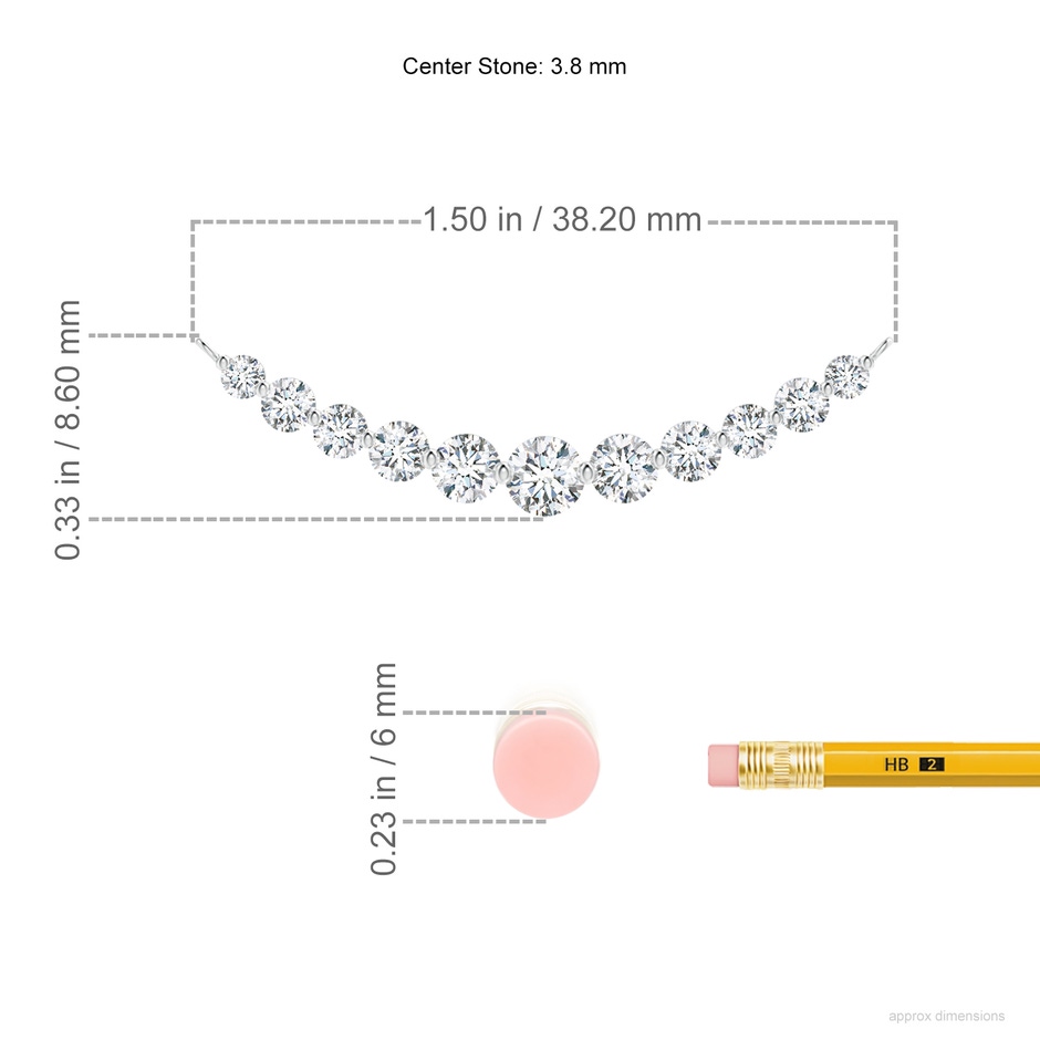 3.8mm FGVS Lab-Grown Contemporary Round Diamond Journey Pendant Necklace in White Gold ruler