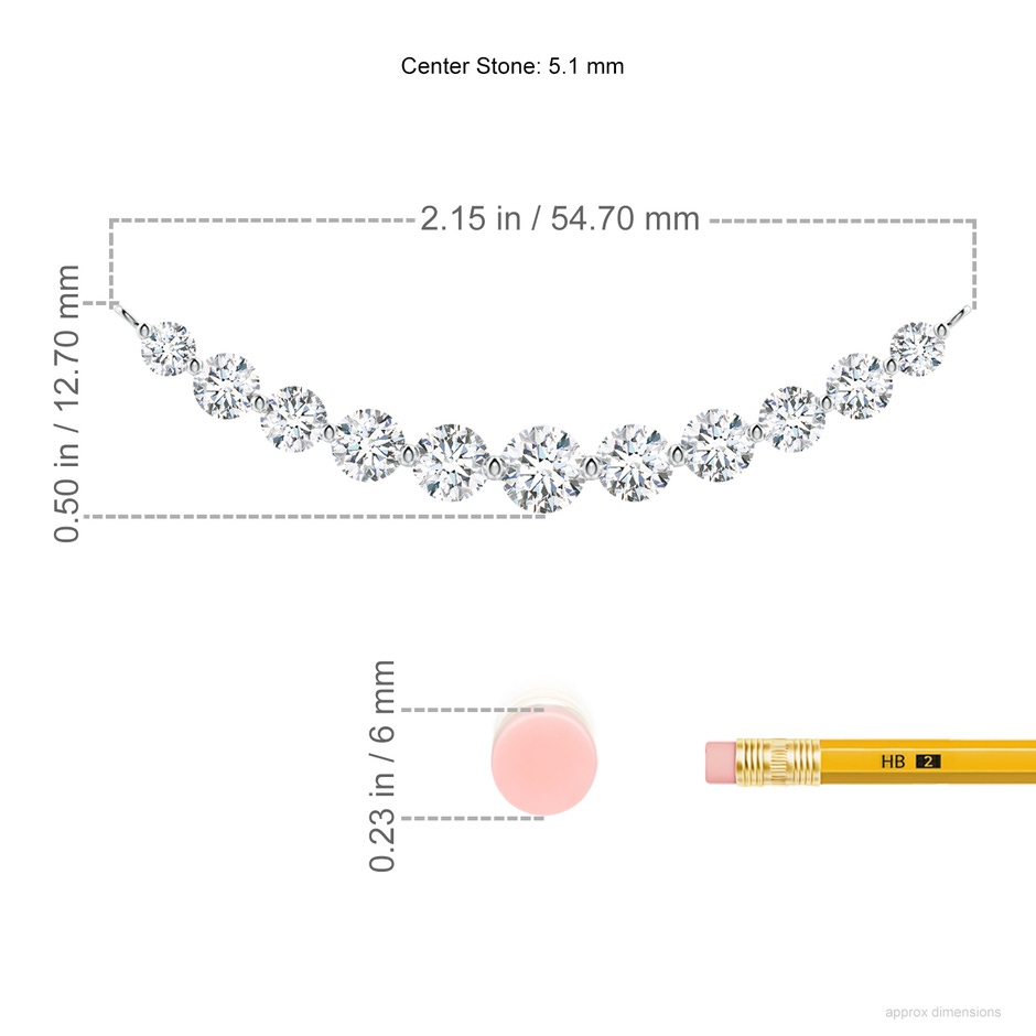 5.1mm FGVS Lab-Grown Contemporary Round Diamond Journey Pendant Necklace in White Gold ruler