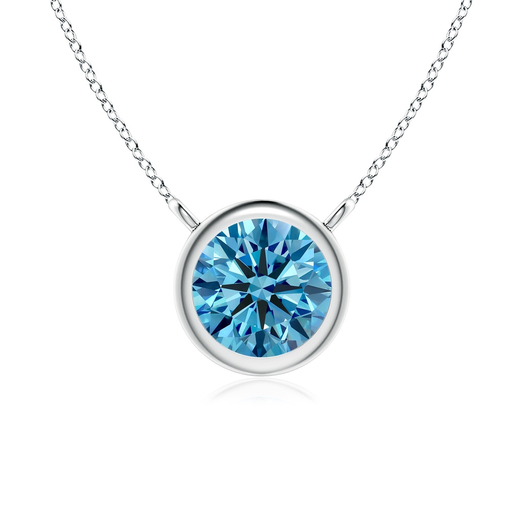 5.1mm Labgrown Bezel-Set Round Lab-Grown Fancy Intense Blue Diamond Solitaire Necklace in P950 Platinum