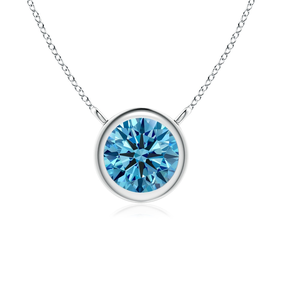 5.1mm Labgrown Bezel-Set Round Lab-Grown Fancy Intense Blue Diamond Solitaire Necklace in P950 Platinum 