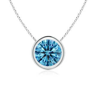 6.4mm Labgrown Bezel-Set Round Lab-Grown Fancy Intense Blue Diamond Solitaire Necklace in P950 Platinum