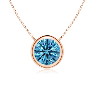 6.4mm Labgrown Bezel-Set Round Lab-Grown Fancy Intense Blue Diamond Solitaire Necklace in Rose Gold